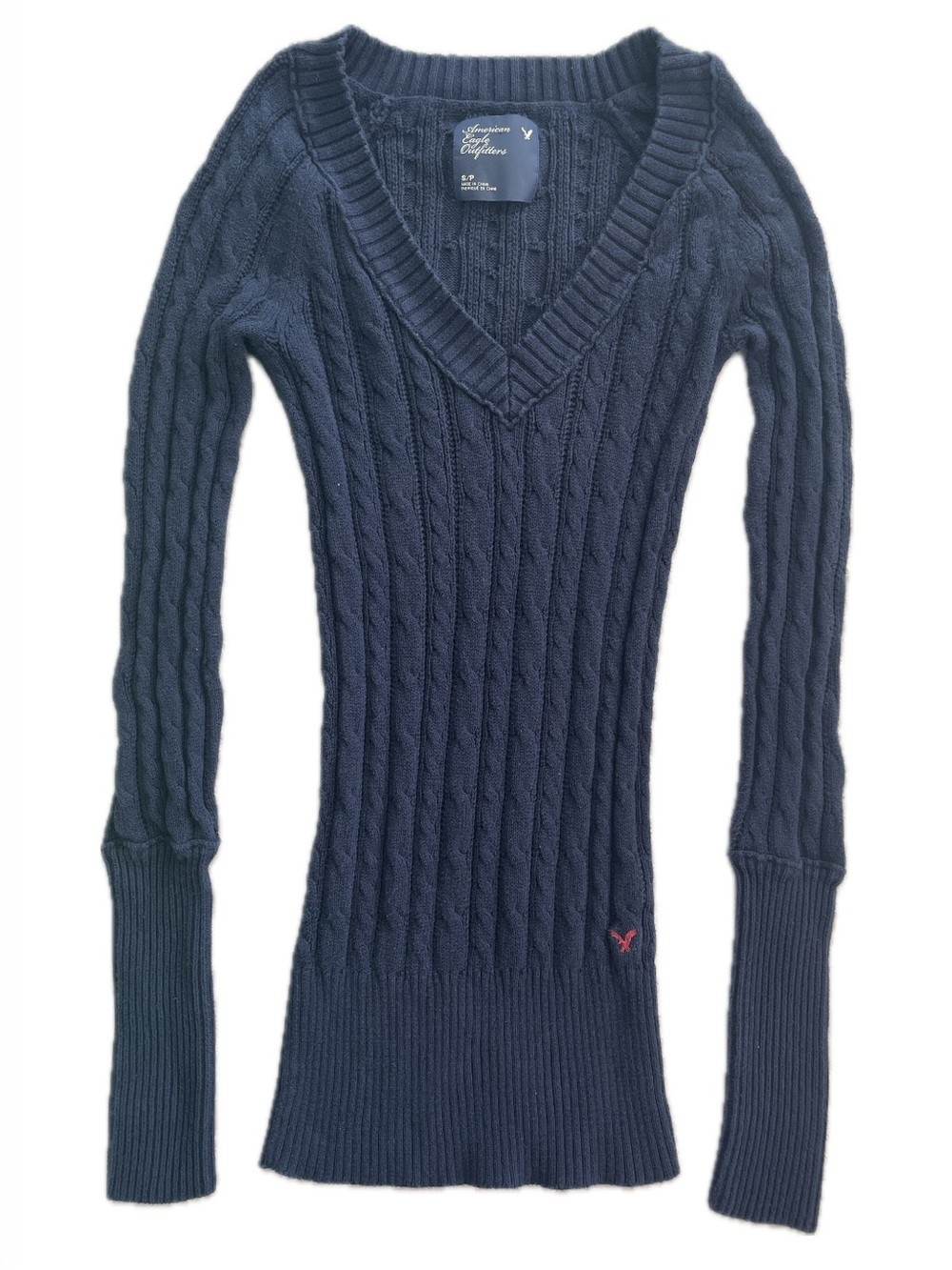 ✰ American Eagle Outfitters Navy Cable V-Neck Sweater ✰